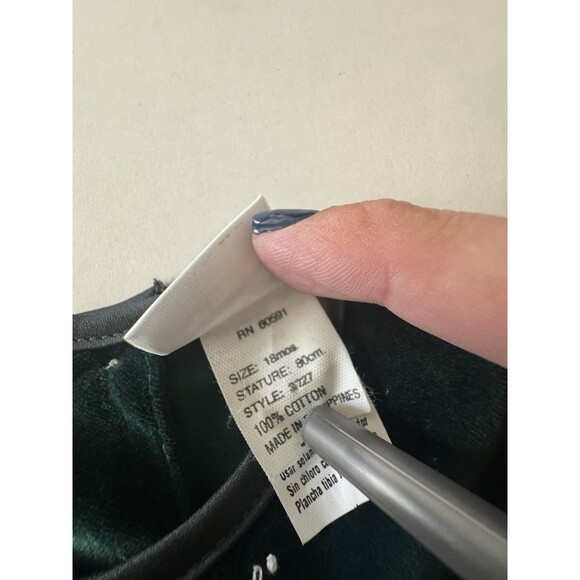 Carter’s Dark Green Velvet Dress 18 Months Girls Excellent Condition - Picture 9 of 10